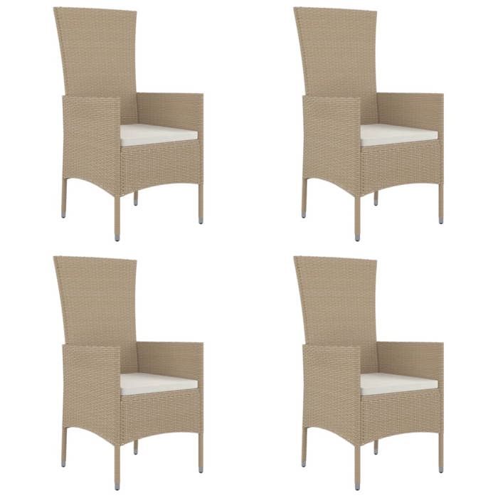 (SOLDES JUILLET)Chaises de jardin avec coussins 4 PCS - UU - Scandinave Fauteuil salon - Résine tressée Beige FR1319533