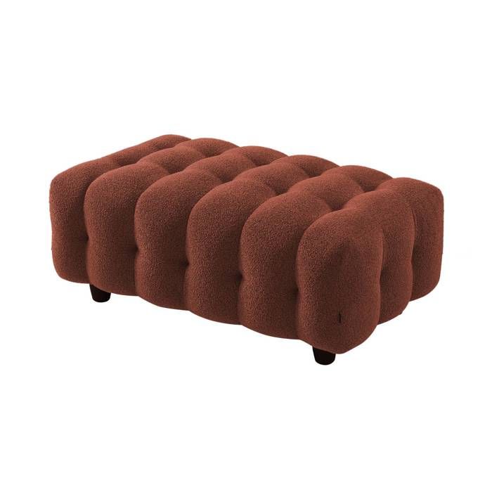 Pouf. module pour canapé. repose-pieds pour canapé dangle 3 places en bouclette texturée terracotta L 115 x P 70 x H 48cm - Leon