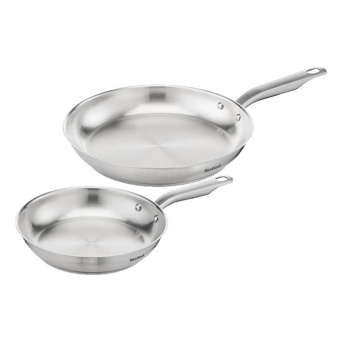 Tefal Virtuoso Set 2 poêles 24/28 cm Garantie 10 ans Acier inoxydable de qualité premium Poêle induction Saisie parfaite