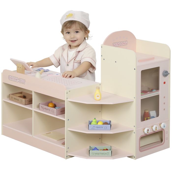 Supermarché pour enfant - AIYAPLAY - caisse enregistreuse et distributeur - 3 ans et plus - MDF - 907x60x738cm - vert