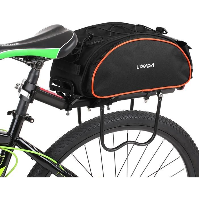 Luckits Sacoche Vélo Porte-Bagages 14 L – Nylon Imperméable, Bandes Réfléchissantes – Sac à Main/Bandoulière – VTT, Route, Voyage