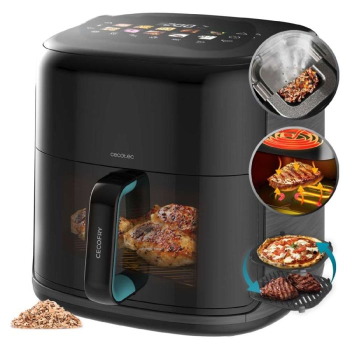 Cecotec Air Fryer Cecofry&Grill SmokinPrime 8500. Friteuse à Air sans Huile Grill Plancha Fonction Fumoir - Cecotec
