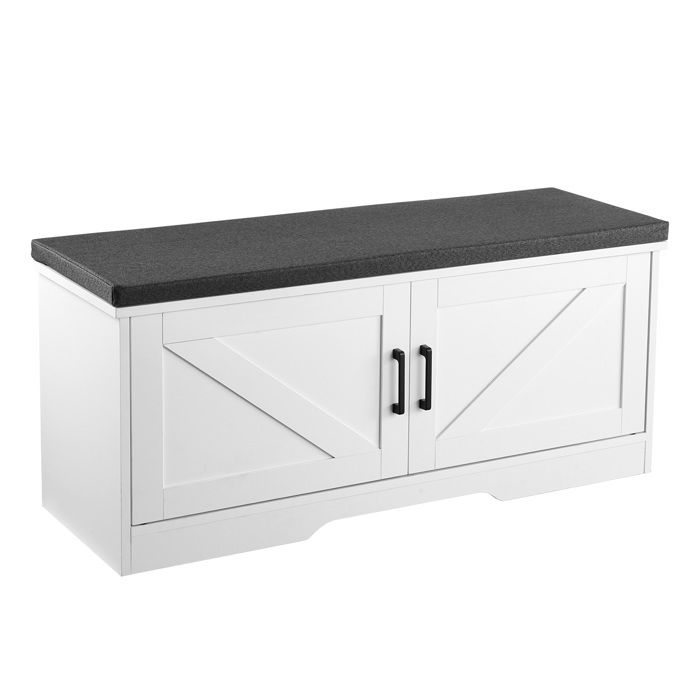 Banc de Rangement à Chaussures-VEVOR-100 x 35 5 x 46 cm-2 Portes de Grange et Etagère Réglable en Hauteur-pour Couloir-Chambre