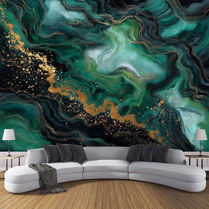 Papier Peint Panoramique Marbre Abstrait Soie, 350x256 cm Tourbillon ...
