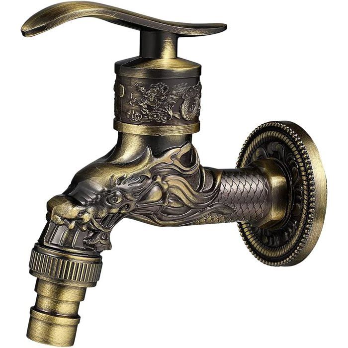 Robinet Mural Rétro Antique Cuivre Dragon - Robinet Extérieur Jardin Cuisine Salle De Bain Vintage