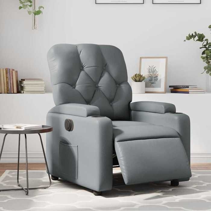 Promo 2026 Fauteuil inclinable Charge 150kg 74x86 5x93 5 cm - Fauteuil Releveur Relax électrique Gris Similicuir 6534