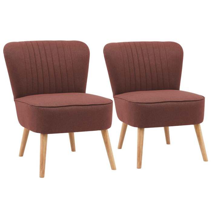 Lot de 2 fauteuils style crapaud en tissu bordeaux Madison - Oviala Lot de 2 fauteuils style crapaud en tissu bordeaux Madison - Oviala
