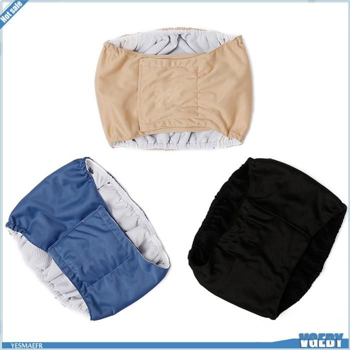 Meilleurs prix pour VGEBY Couches pour chiens Bande ventrale lavable pour chien mâle 3 pièces couche imperméable pour animaux de NoiretBleuetBeige L