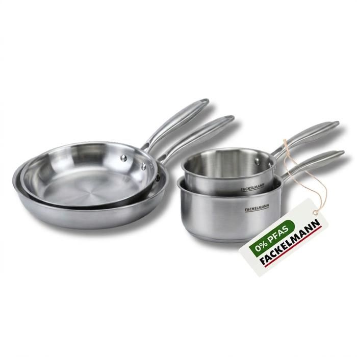 Batterie de cuisine avec 2 poêles 20/26 cm et 2 casseroles 14/18 cm sans PFAS Fackelmann Vita3 Batterie de cuisine avec 2 poêles 20/26 cm et 2 casseroles 14/18 cm sans PFAS Fackelmann Vita3