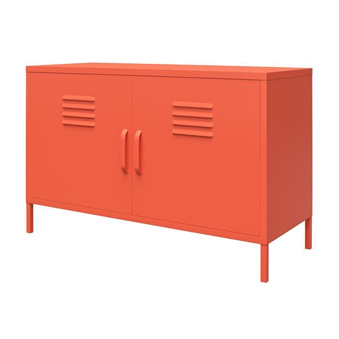 Cache - Armoire de rangement métallique orange à 2 portes Cache 100x40x64 cm