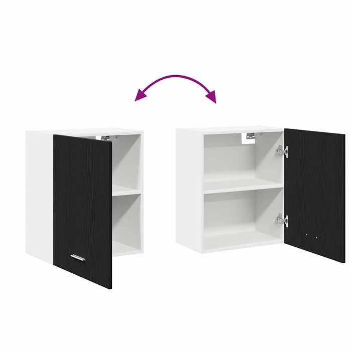 Remise 2026®Caisson haut cuisine Noir - Vitrine suspendue avec étagère Riga - chêne Noir - 50x31x60cm 947 6288463