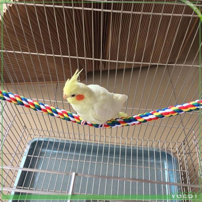 Jouet pour oiseau - FAFEICY - Modèle S - Multicolore - Corde de coton & fil de fer - Forme modulable (41 5x3x3 cm)