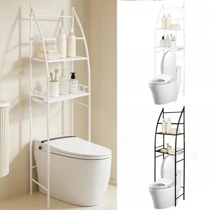 MIPAN.Étagère De Rangement Au-Dessus Des Toilettes Et Machines À Laver Sèche-Linge Unité De Rangement - 47x25x166cm - Blanc
