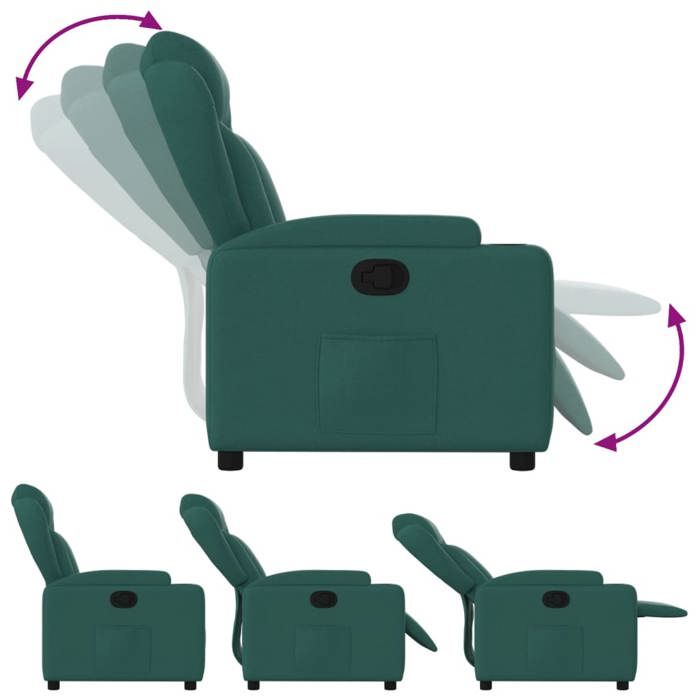 Fauteuil relax - Vert - Fauteuil inclinable - maximale : 110 kg - Vert foncé Tissu 77x94.5x100 cm F7415