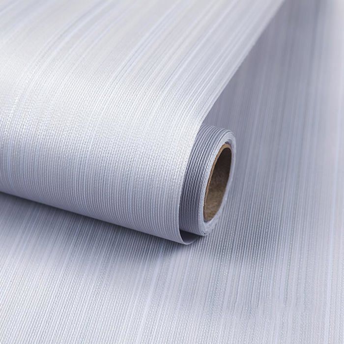Papier Peint Autocollant Texture Lin Argenté 0.4x5m Vinyle Adhésif Imperméable pour Rénovation Meubles Cuisine Salon Chambre Armoire