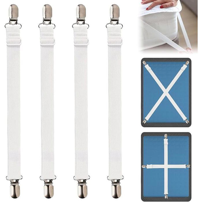 Attache Drap Housse Réglable Tendeur Drap Housse Convient à Tous Lits et Matelas Attaches Réglables(35cm à 130cm) DRAP HOUSSE