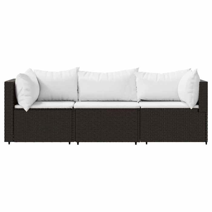Stable&Durable - Brun - Salon de jardin - (par siège):110 kg - 3 pcs avec coussins marron résine tressée - Siège SOFA DE JARDIN HS38