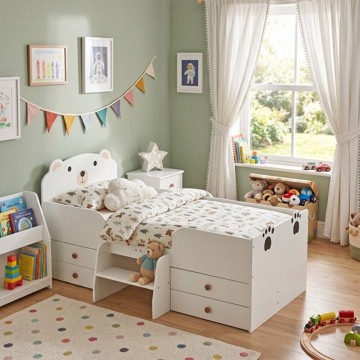 Lit 70x140 LILA avec 4 tiroirs et Matelas / Blanc Lit 70x140 LILA avec 4 tiroirs et Matelas / Blanc