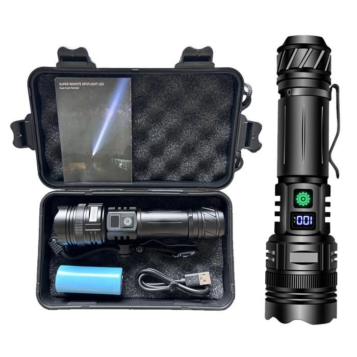 Lampe torche 5000mah affichage à 4 niveaux - Roame - zoom usb recharge lampe torche led ultra puissante 5 modes lampe torche pour