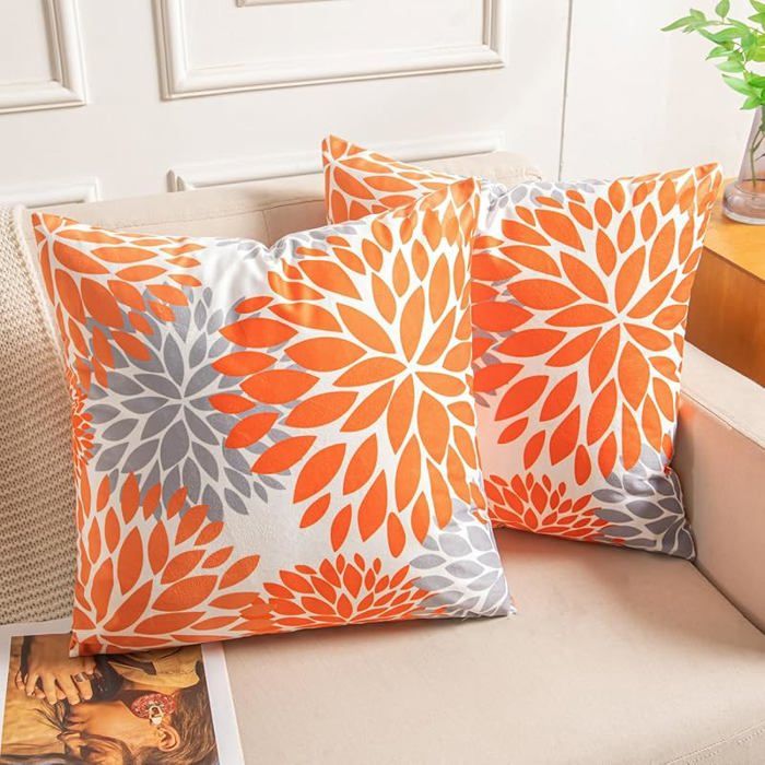 Miuyunya Lot de 2 Housses de Coussin Canapé Terracotta 50x50 Orange Housse Coussin Velours Décoratif Moderne 50 x 50 cm (Lot de 2)