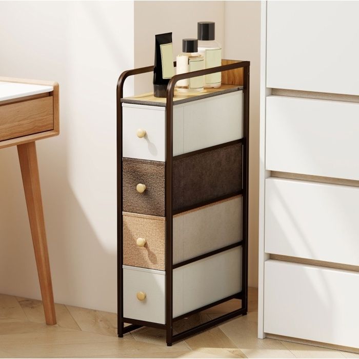 WOVREO commode étroite 4 tiroirs en tissu structure en acier multicolore 20 x 47 x 84 5 cm