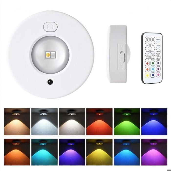 Spots LED rechargeables pour léclairage de meubles éclairages sans fil sous meubles avec télécommande et changement de co