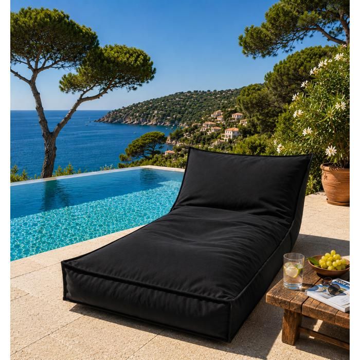 Matelas bain de soleil transat uni noir Matelas bain de soleil transat uni noir