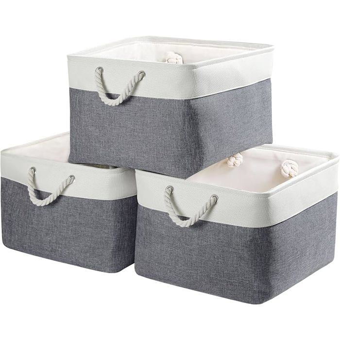 Panier Rangement Boite de Rangement Tissu Grand rectanguire Dressing avec poignée pour Jouets XL Gris Froid / Bnc