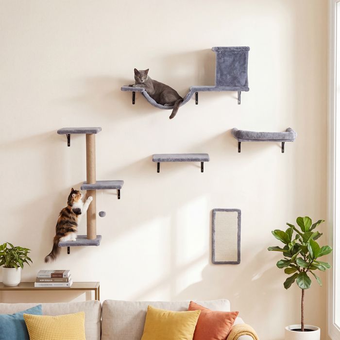 COSTWAY Arbre À Chat Mural Combiné Panneaux Escalier Hamac Griffoir Sisal Support Charge 10KG Par Niveau Pour Chat Intérieur COSTWAY Arbre À Chat Mural Combiné Panneaux Escalier Hamac Griffoir Sisal Support Charge 10KG Par Niveau Pour Chat Intérieur