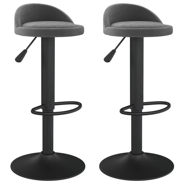 Les SoldesTabourets de bar Tabourets Cuisine - (2 pcs) - 2 personnes - gris foncé velours(36x38x(72-94) cm) whd67v