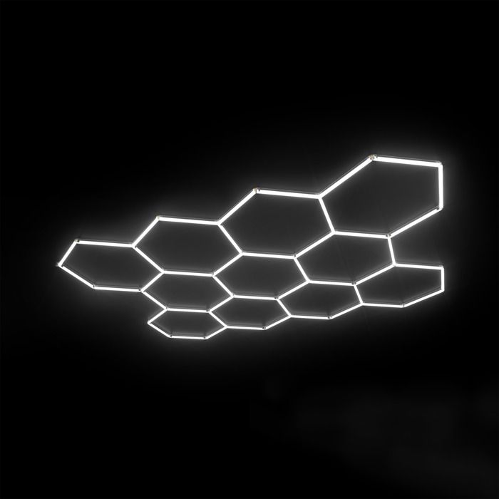 XMTECH Hexagon Series - Plafonnier LED hexagonal - 11 modules sans cadre - 6500K froid - Garage atelier IP44