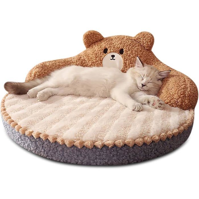Lit Rond Chat Chien Marron Confortable Amovible Panier Animal Intérieur Extérieur Canapé Coussin Chiot Chat Douillet CHATIERE