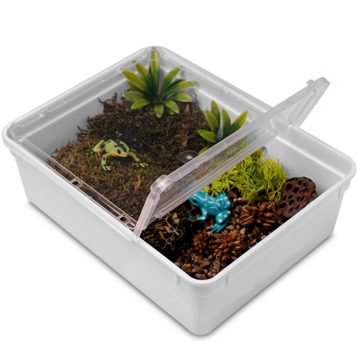 Terrarium en plastique blanc pour reptiles et amphibiens 25 x 19 x 7 5 cm