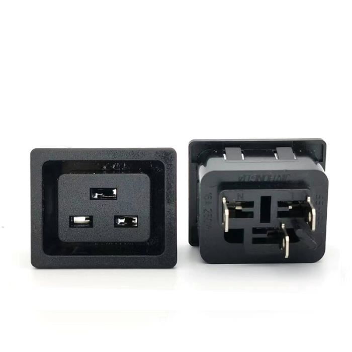 C19 Socket IECPrise de courant électrique en cuivre, noir, 16A C20 C19
