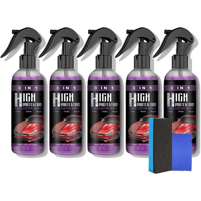 100ml 3 in 1 High Protection Fast Car Ceramic Coating Spray, 3 in 1 Ceramic  Car Coating Spray, Vrsgs Car Wax - 5PCS - Cdiscount Auto
