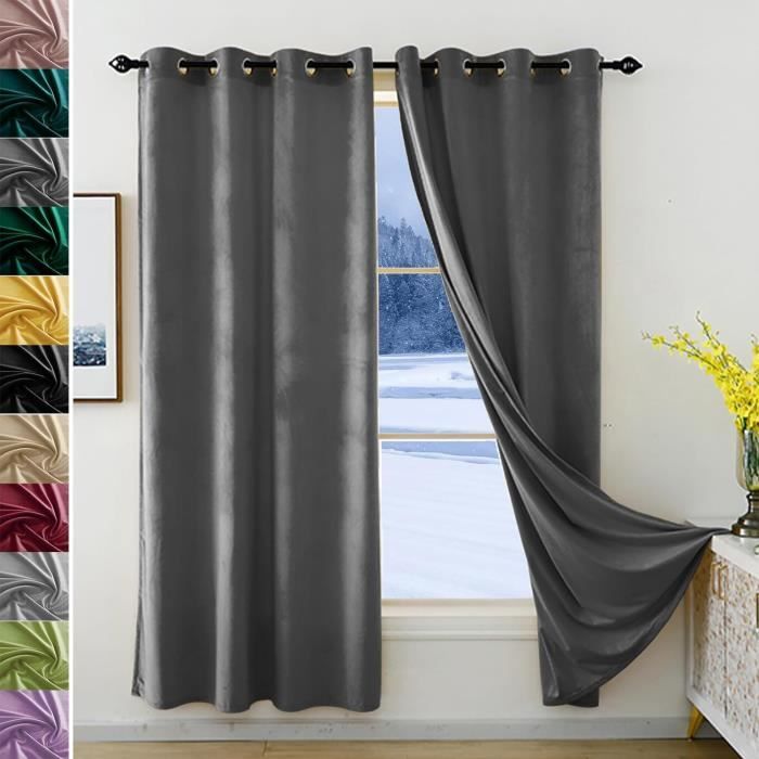 Rideau Occultant Thermique 250x300 Cm - Isolation Phonique Et Anti-UV - Gris - Lavable Machine - 4
