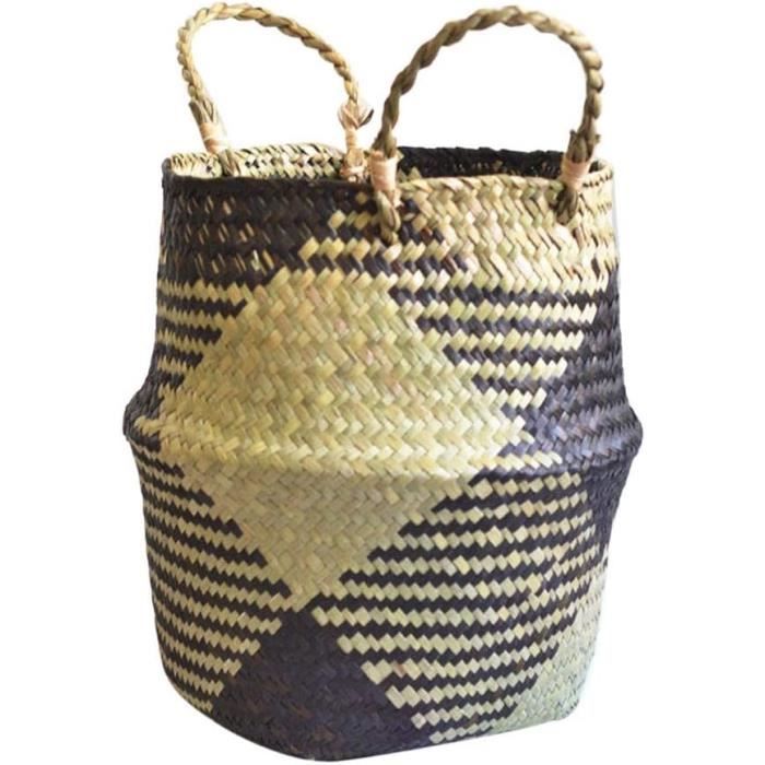 Lot De 6 Paniers De Rangement Seagrass EZOWare - Paniers Tressés Avec Doublure Pour Bébé Et Maison