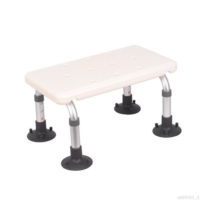 Tabouret De Douche Réglable Cecaylie - Hauteur 35-55cm, Charge 136kg, Pieds Antidérapants, Aluminium Et Polyéthylène