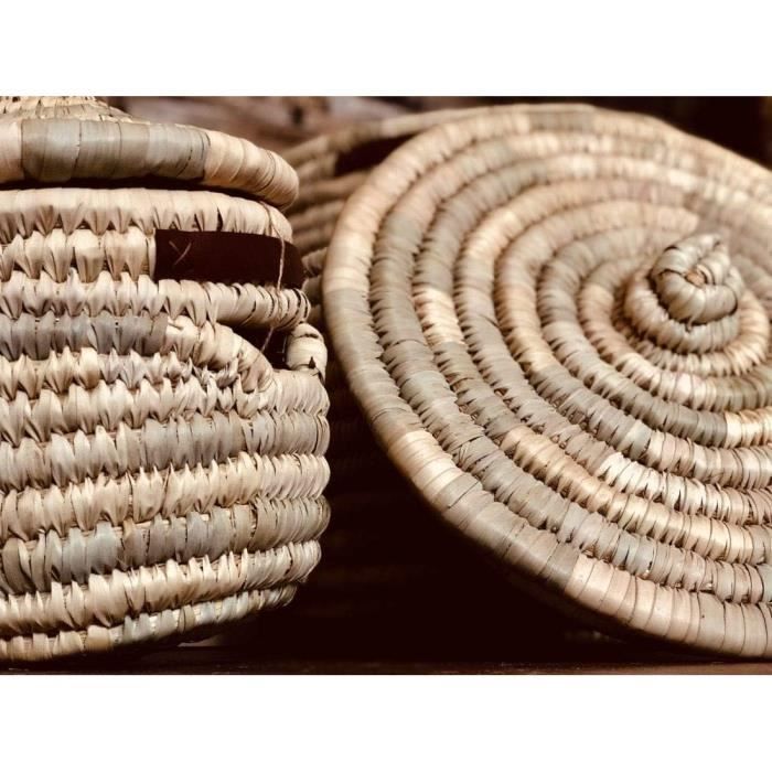 Corbeille Tressée Avec Couvercle - Panier Déco Multifonction Pour Rangement Salon, Bureau, Jouets Ou Déchets
