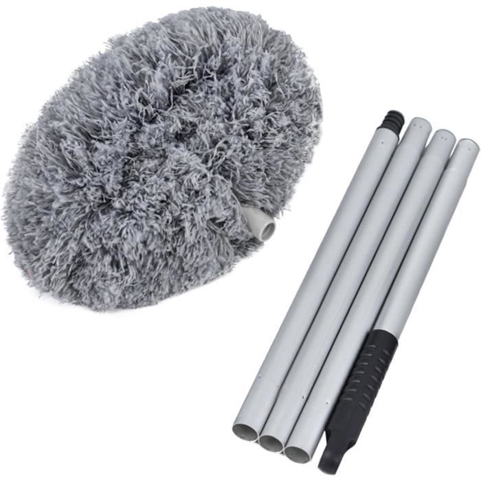 BROX Plumeau Dépoussiérage Télescopique 1,5 M - Tige Acier Inox, Tête Microfibre Lavable, Pliable, Idéal Pour Plafonds, Armoires, Coins Difficiles