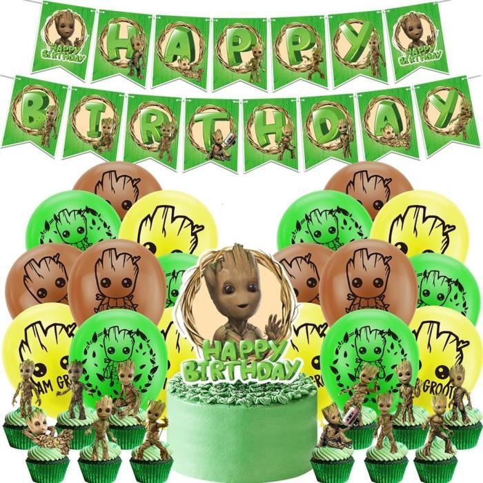 32 pièces Set Groot Fournitures de Fête Anniversaire Ballons Bannière Cake Topper pour Enfants Fête d'anniversair