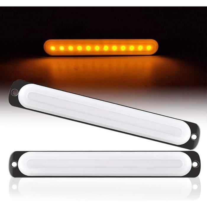 Barre Lumineuse Stroboscope 4 En 1 - 20 Modes Clignotants - Blanche Et Ambre - Pour Camion, Voiture, Bateau