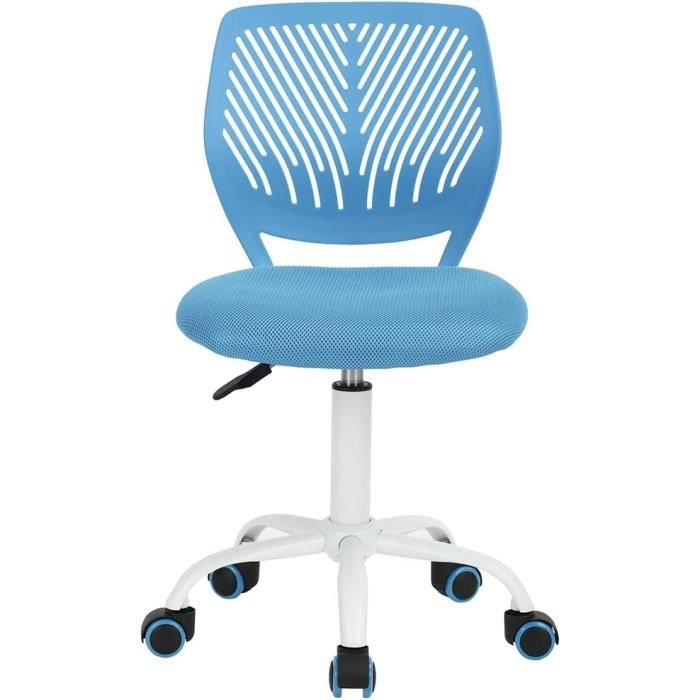 Chaise De Bureau Pivotante Avec Dossier En Tissu Respirant Bleu Clair - Hauteur Réglable 116-126 Cm