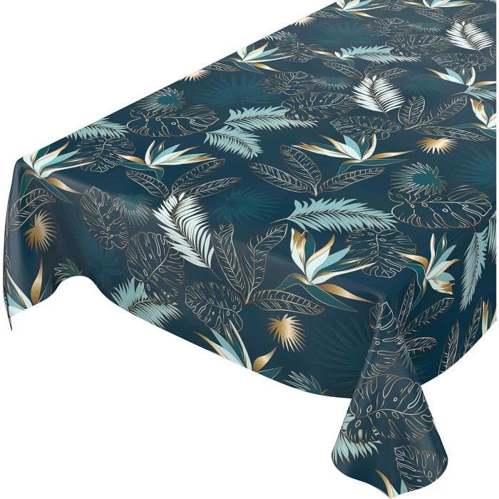 Nappe Ovale ANRO Nappe En Toile Cirée Lavable Beige Aspect Lin 220 X 140 Cm Nappe Ovale Toile Cirée