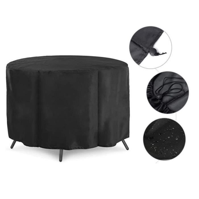 Housse Salon De Jardin Housse De Table Jardin 215x105x75cm - Oxford 420D Imperméable - Noir Bache Table Exterieur