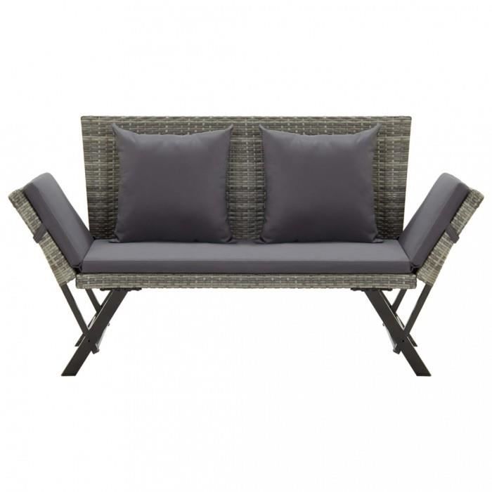 Magnifique Banc De Jardin Avec Coussins 176 Cm Gris Resine Tressee Achat Vente Ensemble Table Et Chaise De Jardin Magnifique Banc De Jardin Cdiscount