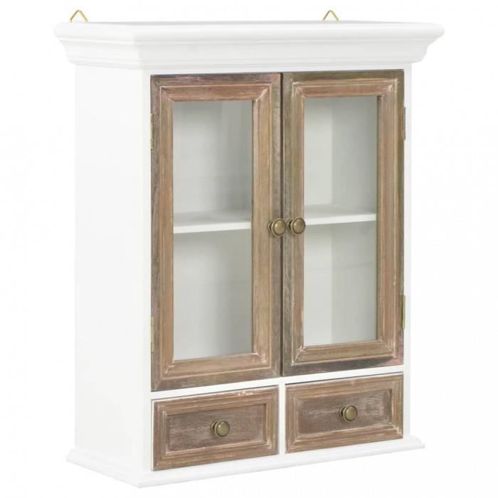 Armoire murale - P28 - Blanc - Bois massif - 1 porte - Style campagne