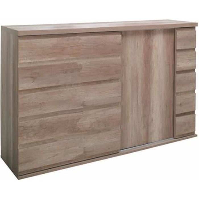 MEUBLORAMA - Buffet bahut RIMO 2 portes coulissantes coloris chêne dab canyon. Meuble design idéal pour votre salle à manger MEUBLORAMA - Buffet bahut RIMO 2 portes coulissantes coloris chêne dab canyon. Meuble design idéal pour votre salle à manger
