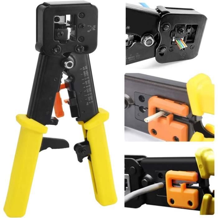 Pince Rj45 Pro Rj45 Pince à sertir professionnelle pour fiches réseau avec dénuder et ...