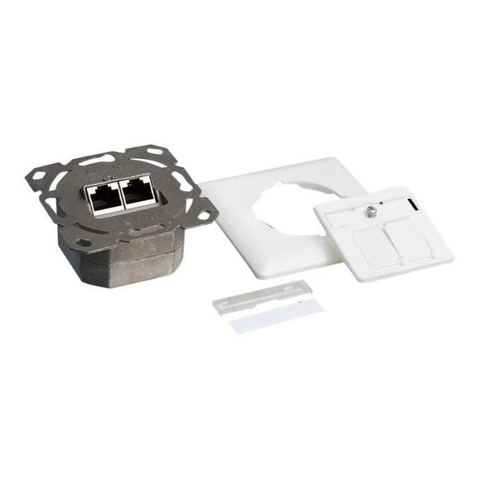 Prise Encastrée 2x RJ45 + électrique – Inox Avec Clapet – NCC-Licht – Double Prise Murale